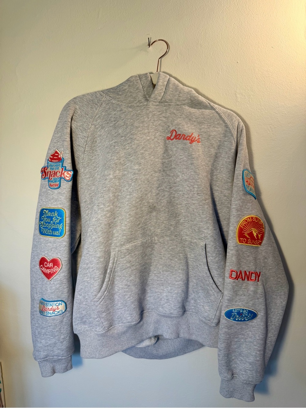 Dandy Worldwide Gray Patch-Detail Hoodie Sweatshirt - Size S